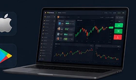 Trading platform on laptop illustration